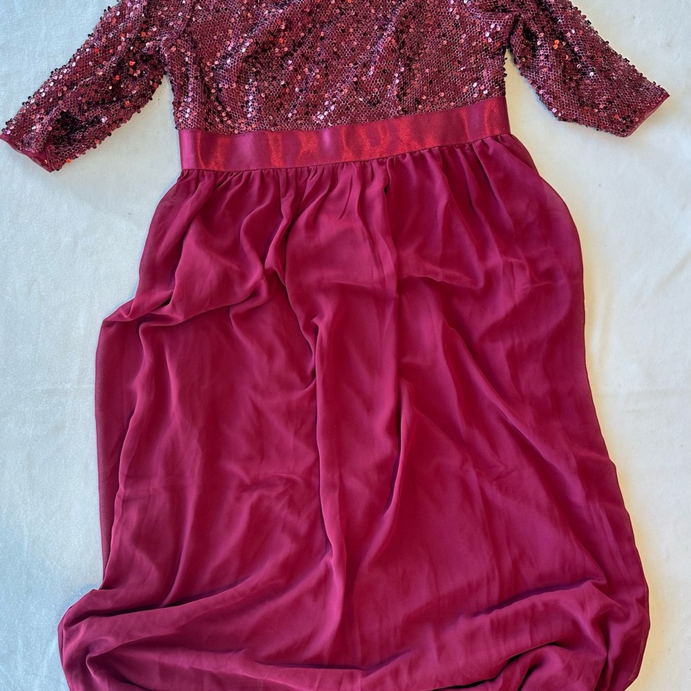 Ever Pretty Burgundy Sequin Formal Dress